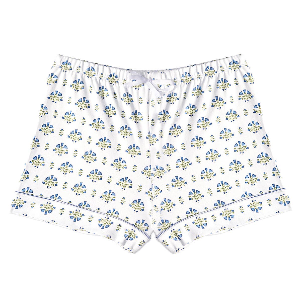 Lyre Flower Block PrintWomen’s Button Front Short Pajama Set: Lyre Flower Block - Green / L