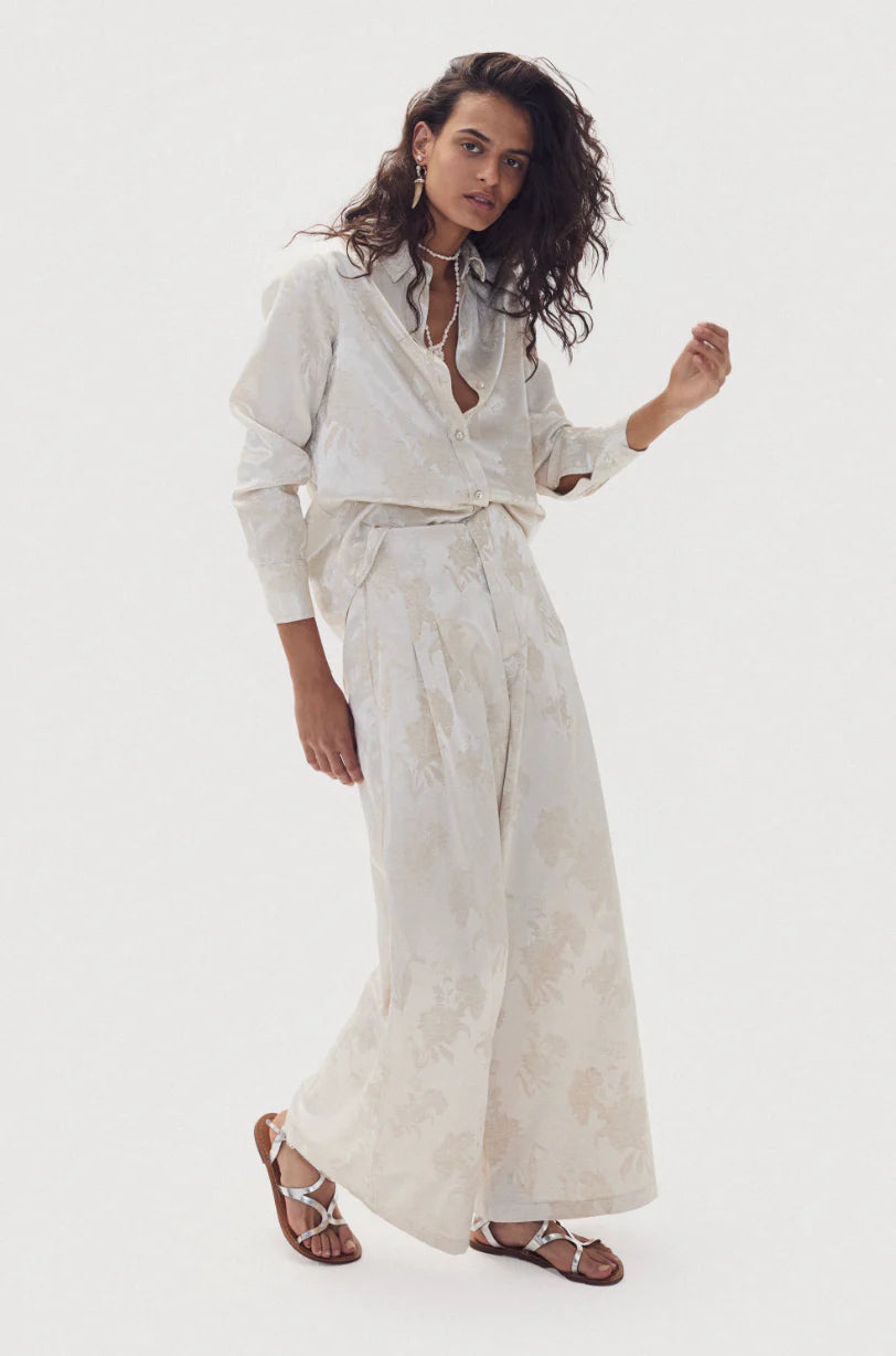 San Marino Brocade Shirt Ivory Garden