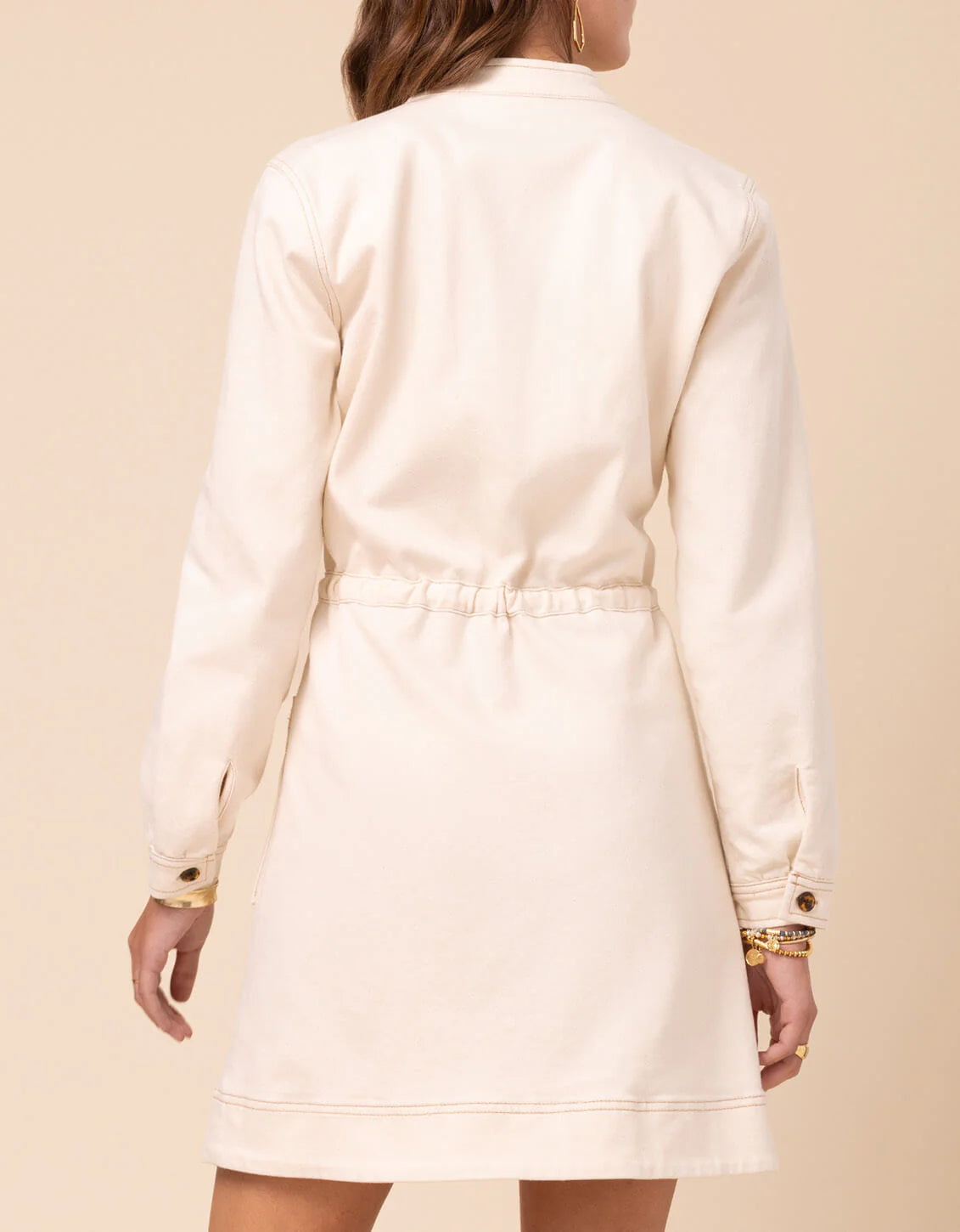Elena Denim Antique White Dress