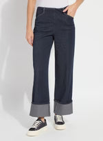 Samara Cuffed Wide Leg Denim Indigo