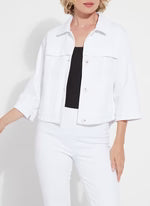 Remi 3/4 Sleeve Denim Jacket White