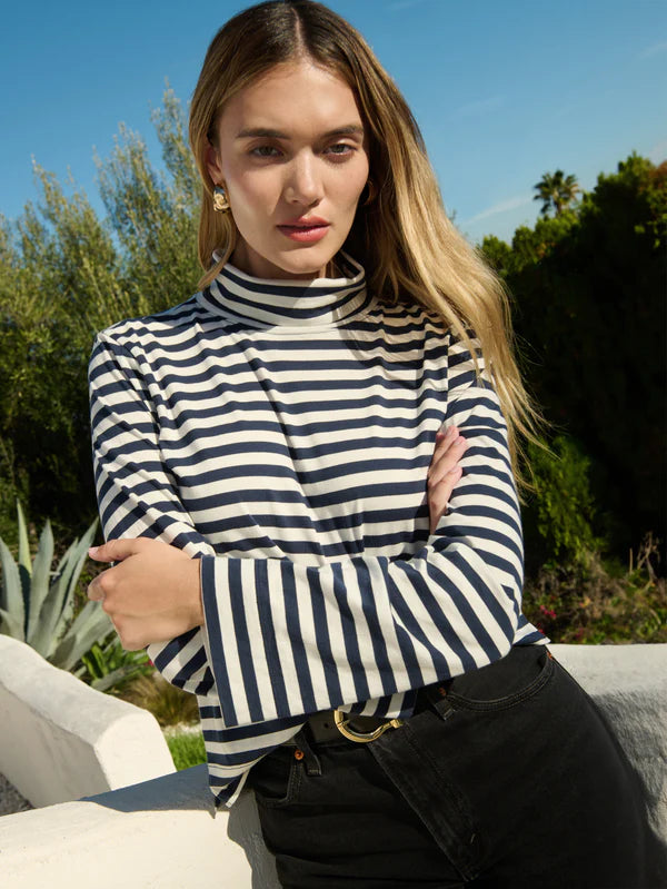 Neo Mock Striped Turtleneck