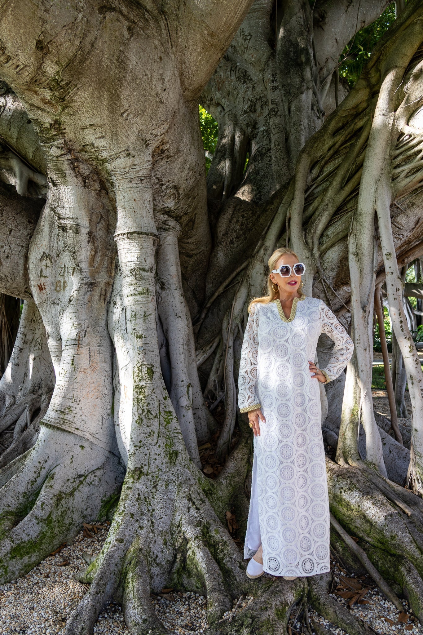 White Eyelet Caftan