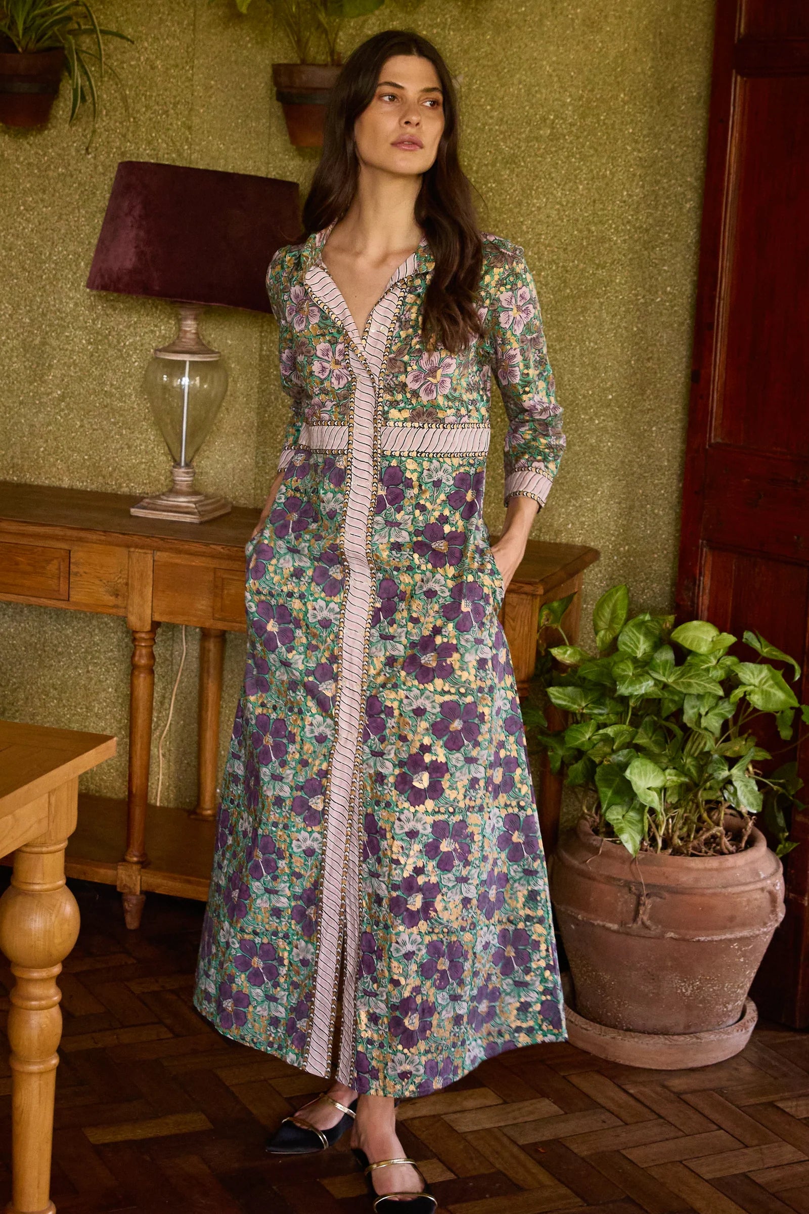 Shirt Dress Maxi Matera Green