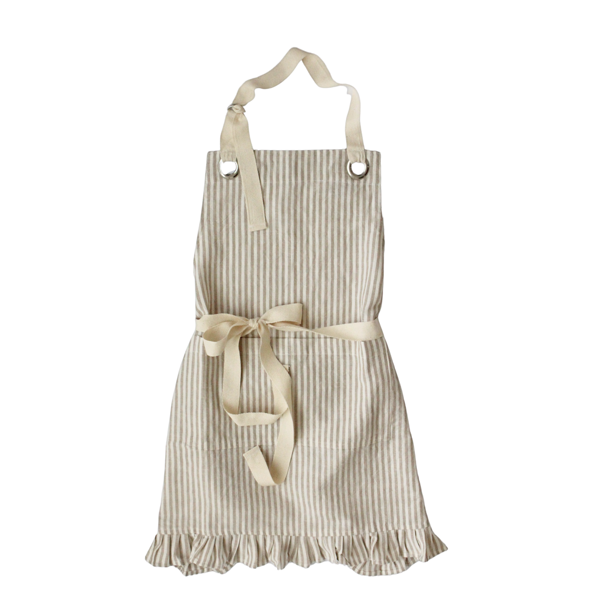 Ruffle Pin Stripe Apron: Black