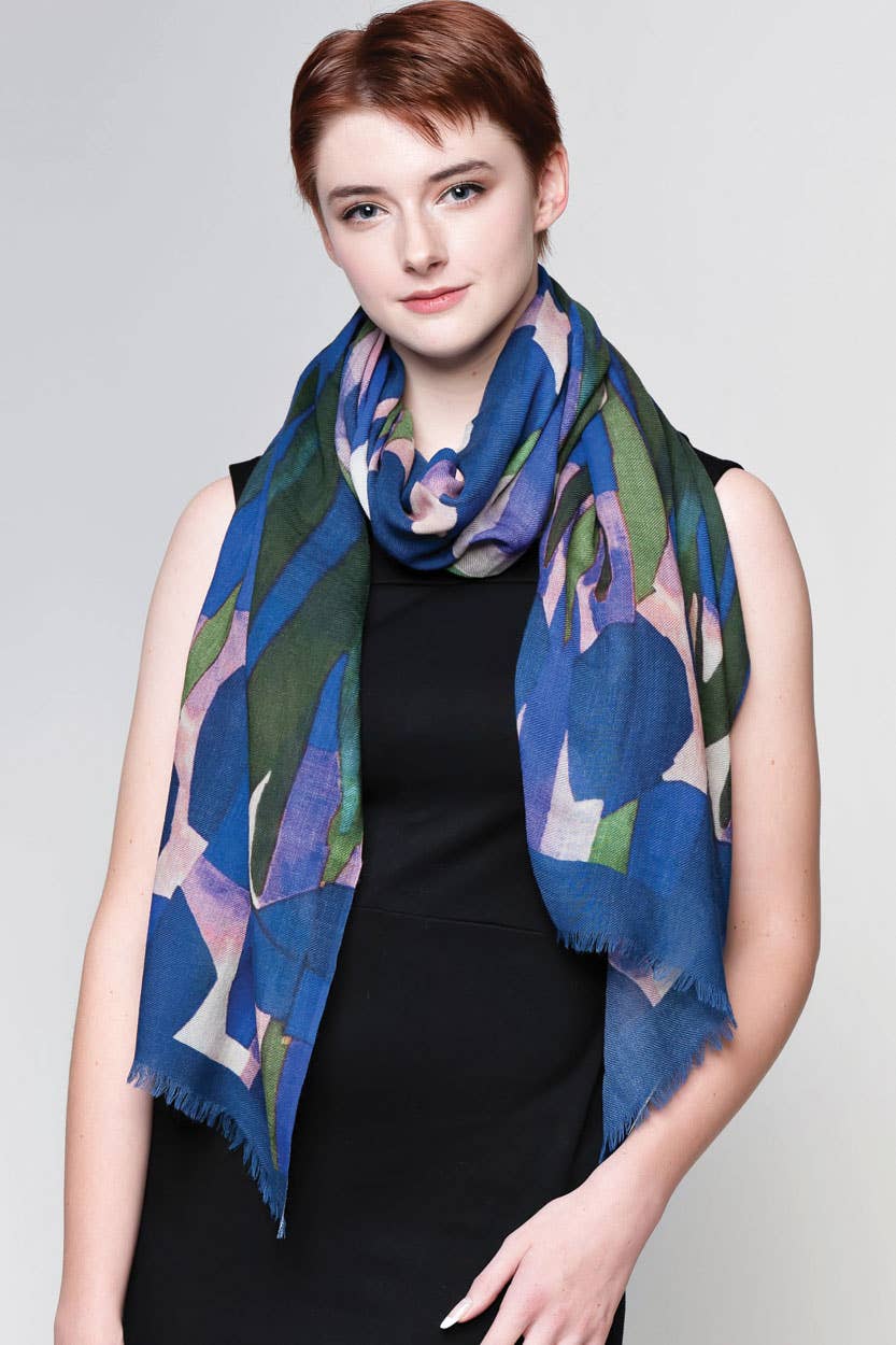 Navita Fine Wool Shawl: Burgundy & Green