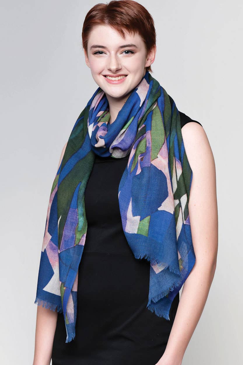 Navita Fine Wool Shawl: Burgundy & Green