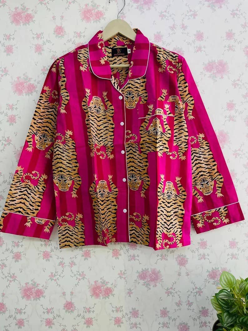 Beautiful Cotton Comfort Pajama Set Handmade PJ Set: L