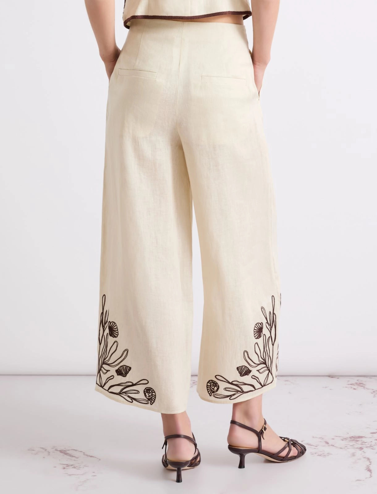 Milldolce Embroidered Shell Trousers Brown