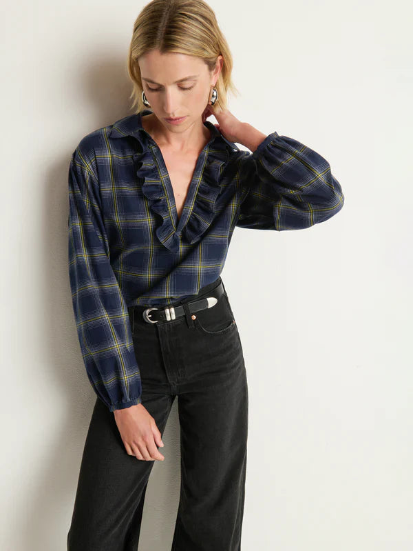 Beckett Blouse Starry Night Plaid