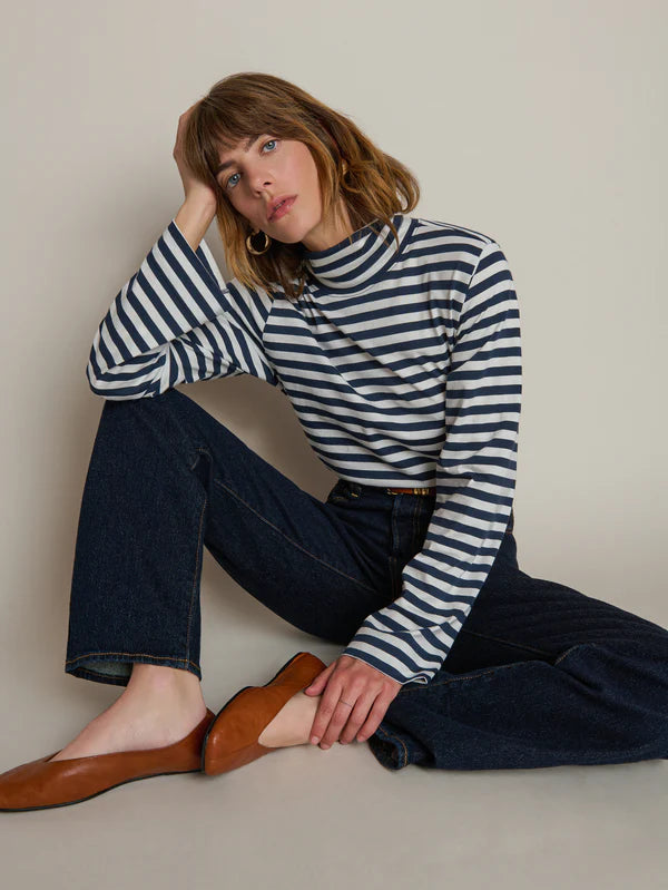 Neo Mock Striped Turtleneck