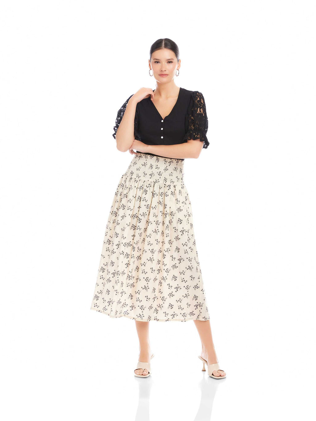 Smock Waist Black and Ivory