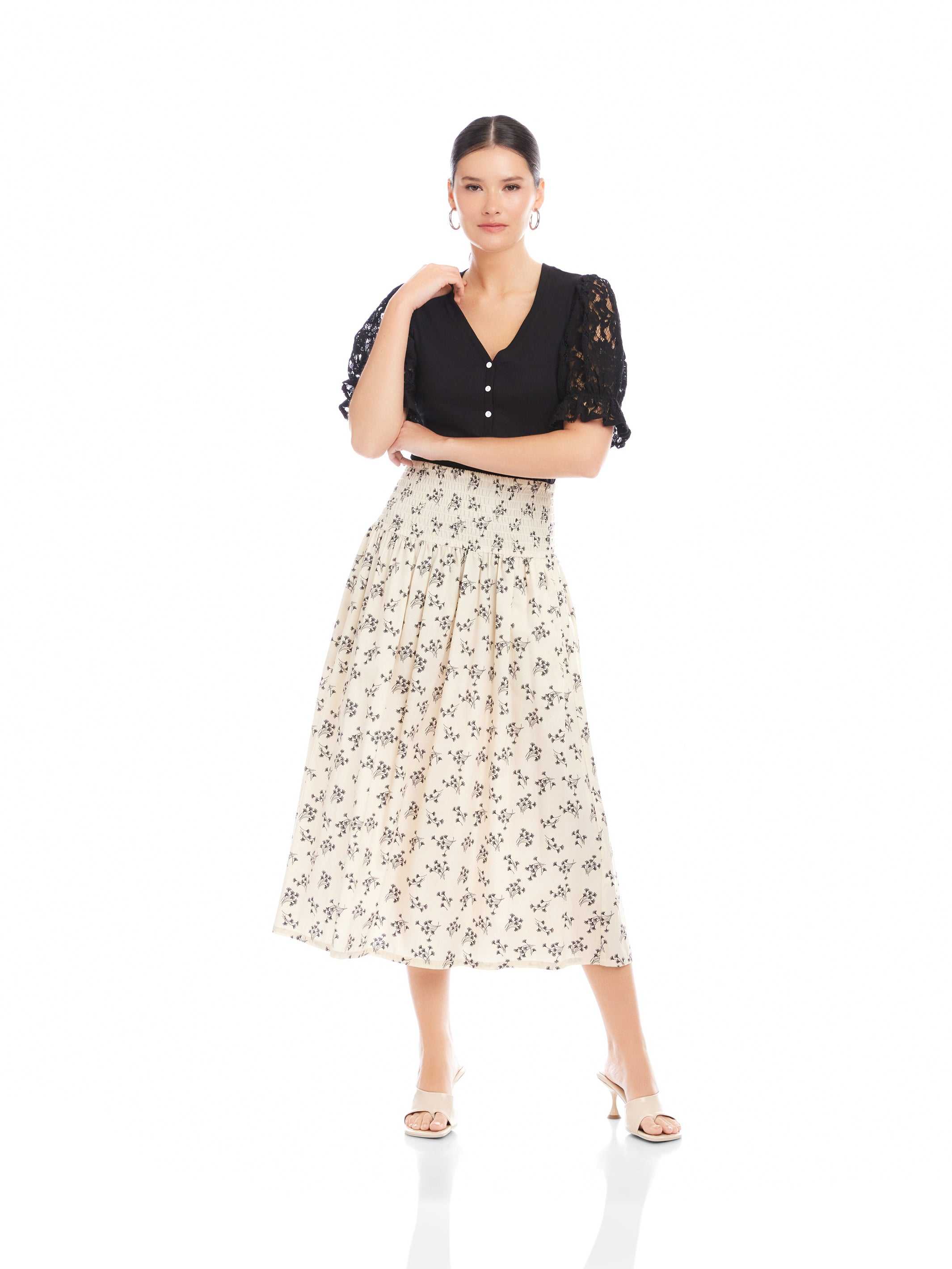 Smock Waist Black and Ivory