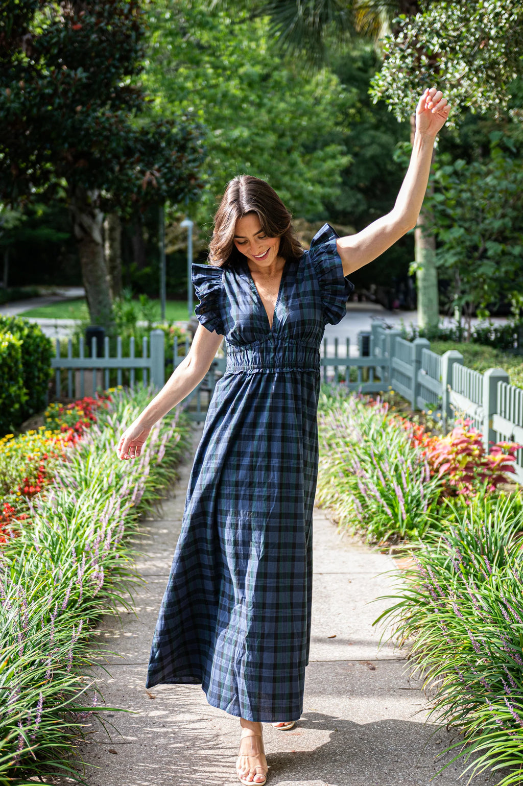 V neck Flutter Sleeve Maxi