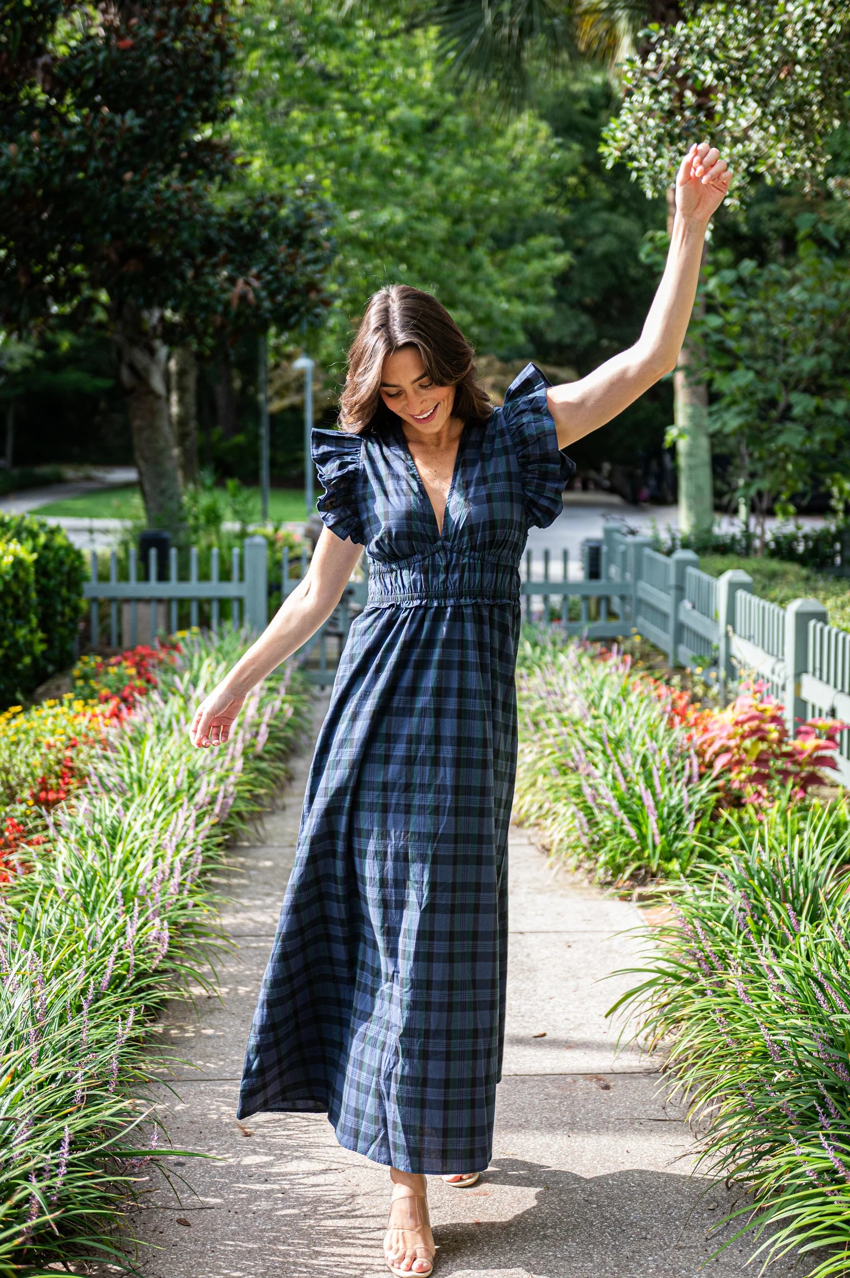 V neck Flutter Sleeve Maxi