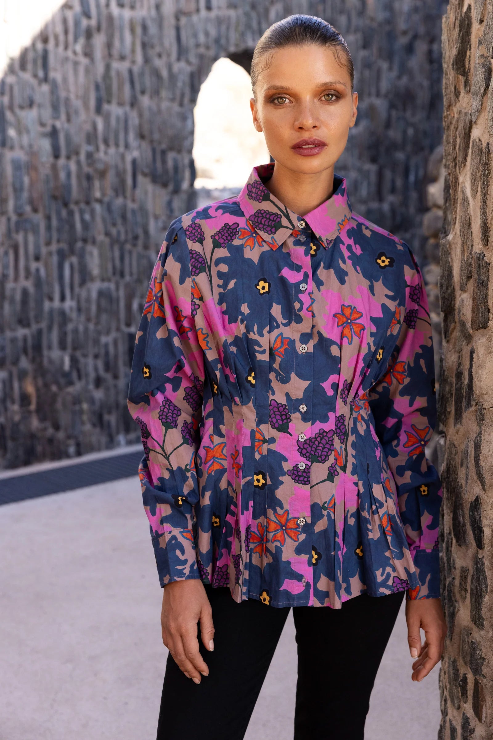 Suzani Navy Elizabeth Blouse