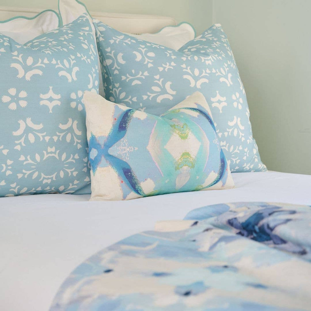 Jasmine Blue Decorative Pillow: 22" x 22" Throw Pillow