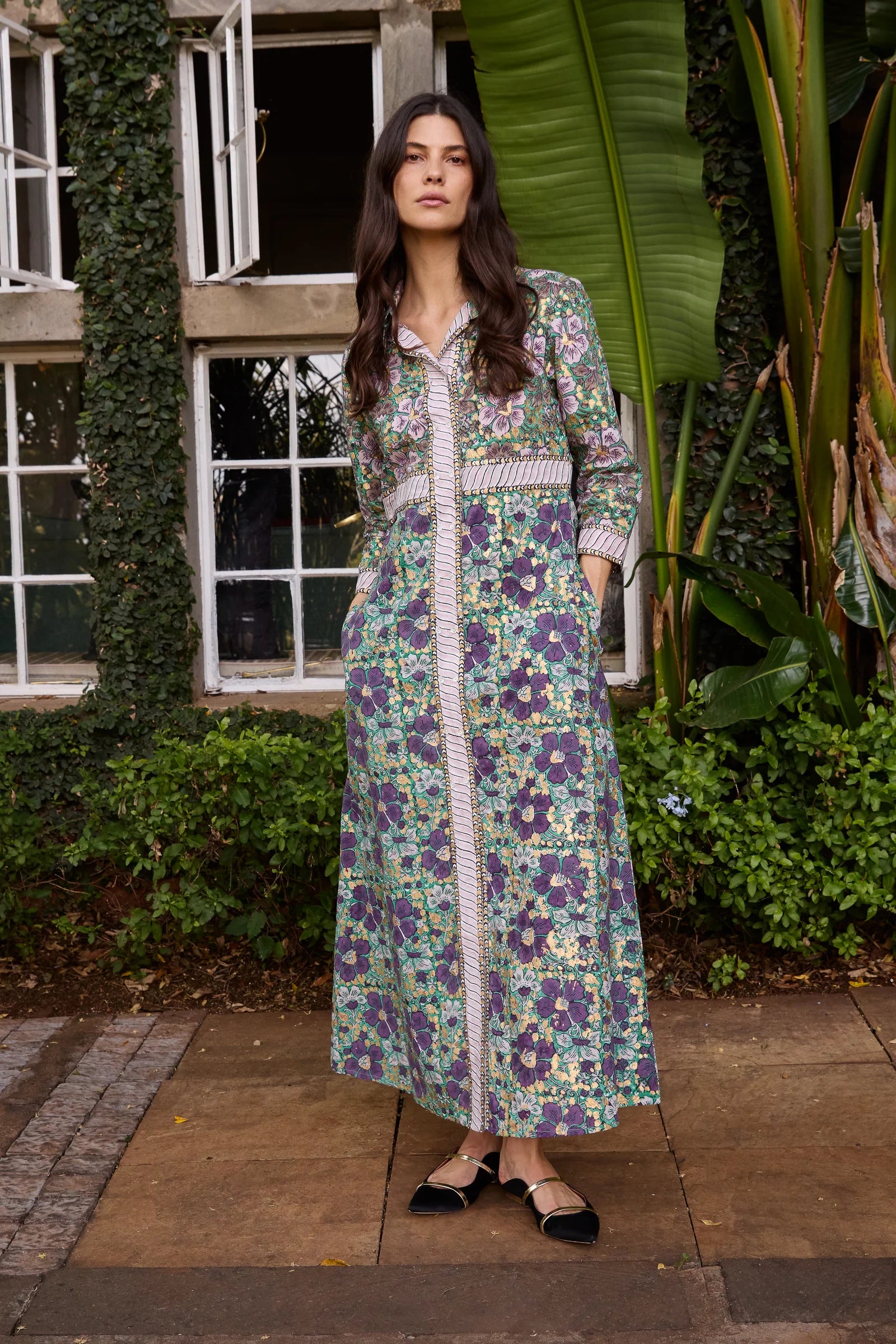 Shirt Dress Maxi Matera Green