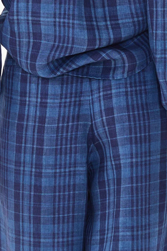 Culotte Linen Pants Ocean Checks