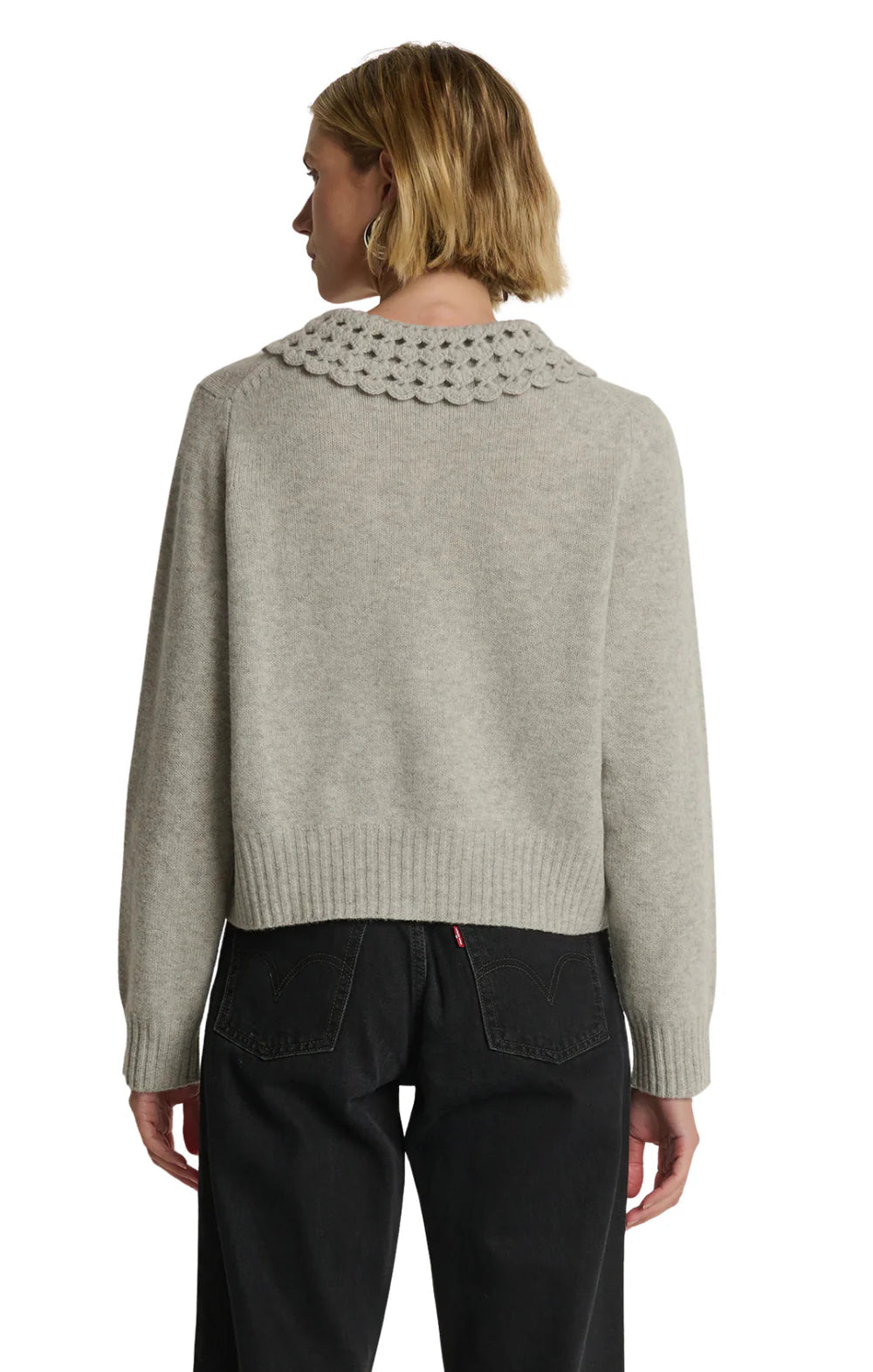 Saori V Neck Mixed Media Top Off White