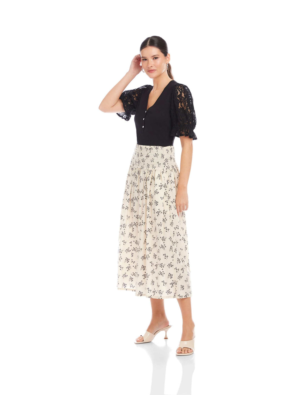 Smock Waist Black and Ivory