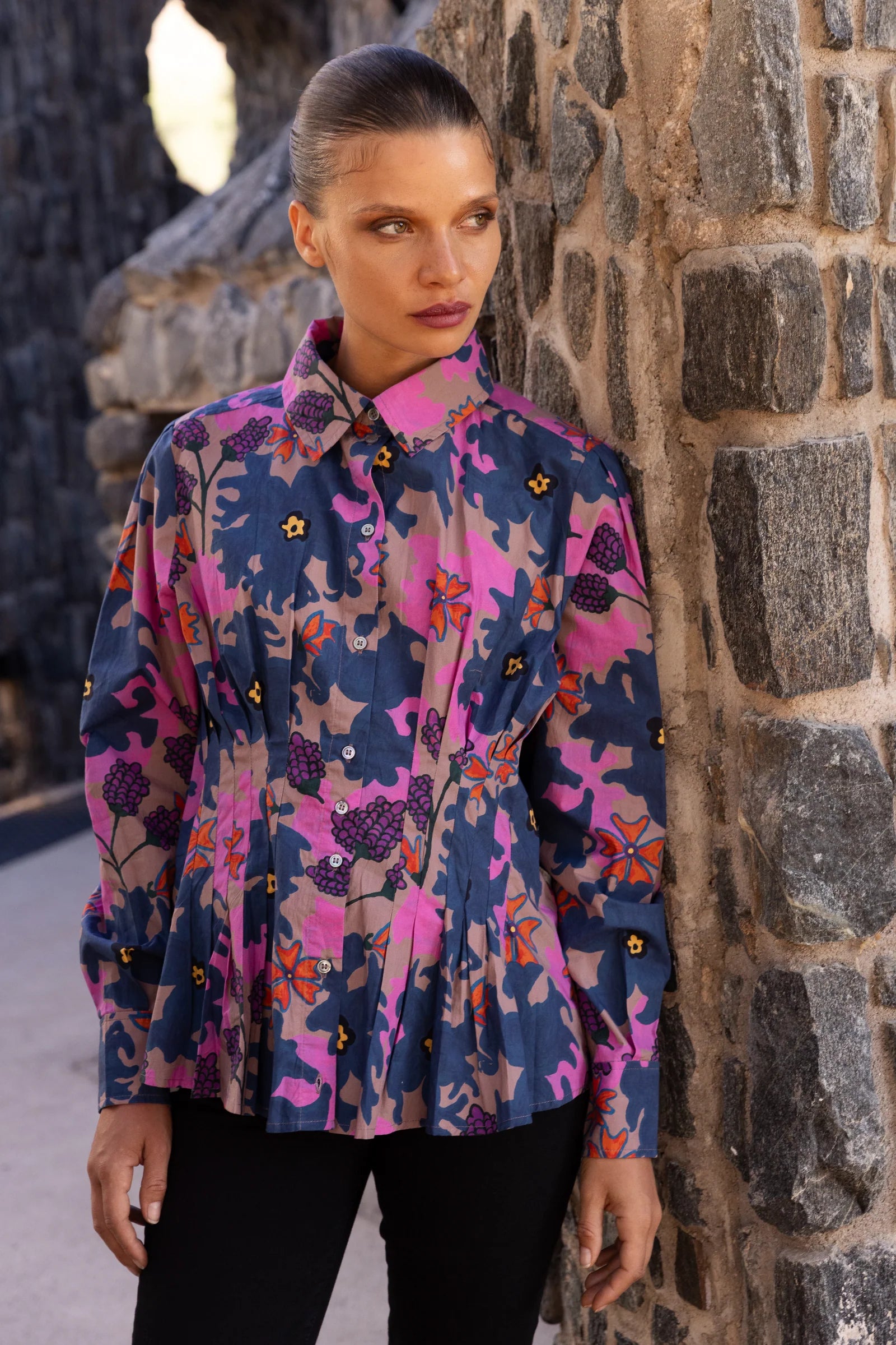 Suzani Navy Elizabeth Blouse