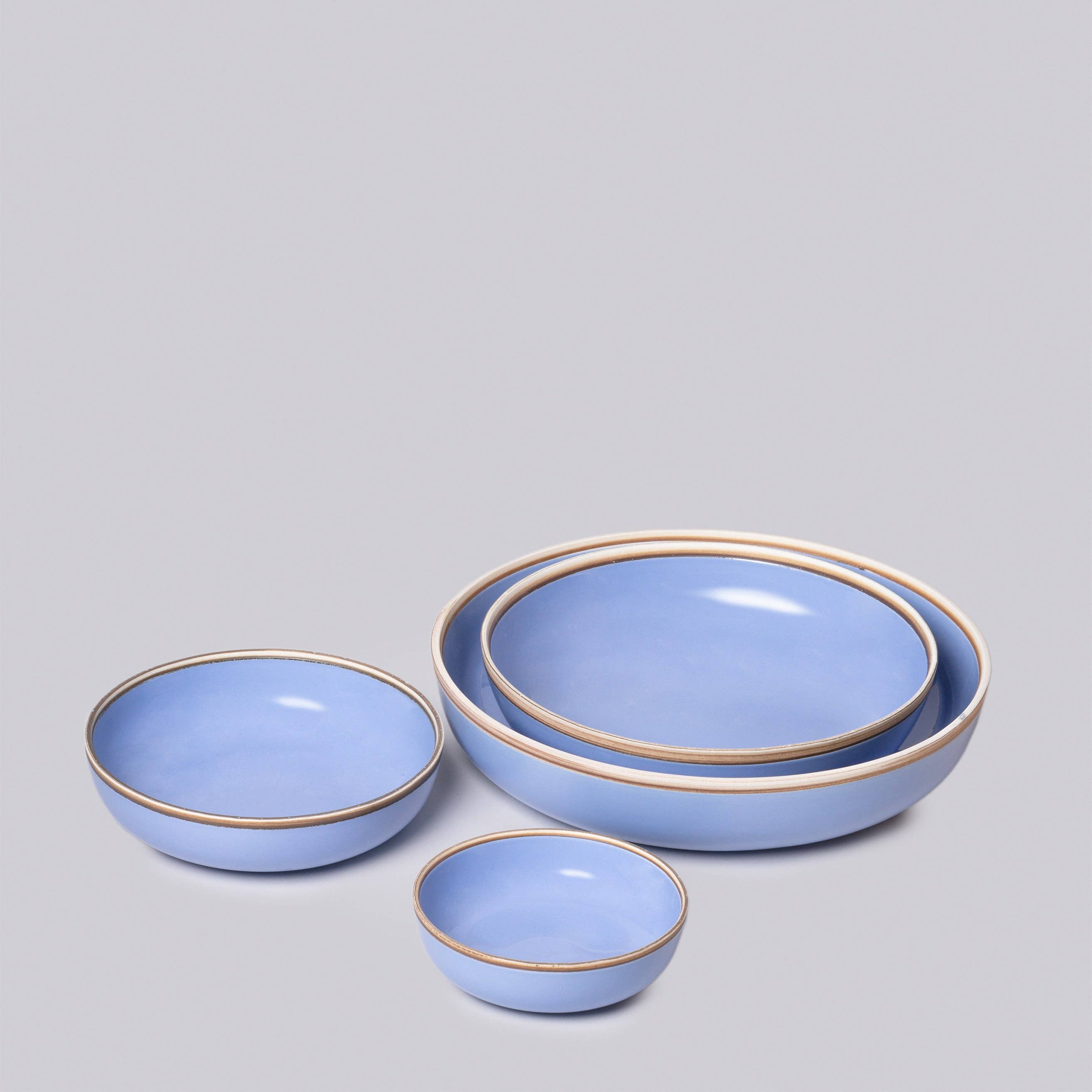 Lavender Glossy Porcelain Nesting Hermit Bowls: Lavender / Small