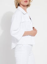 Remi 3/4 Sleeve Denim Jacket White