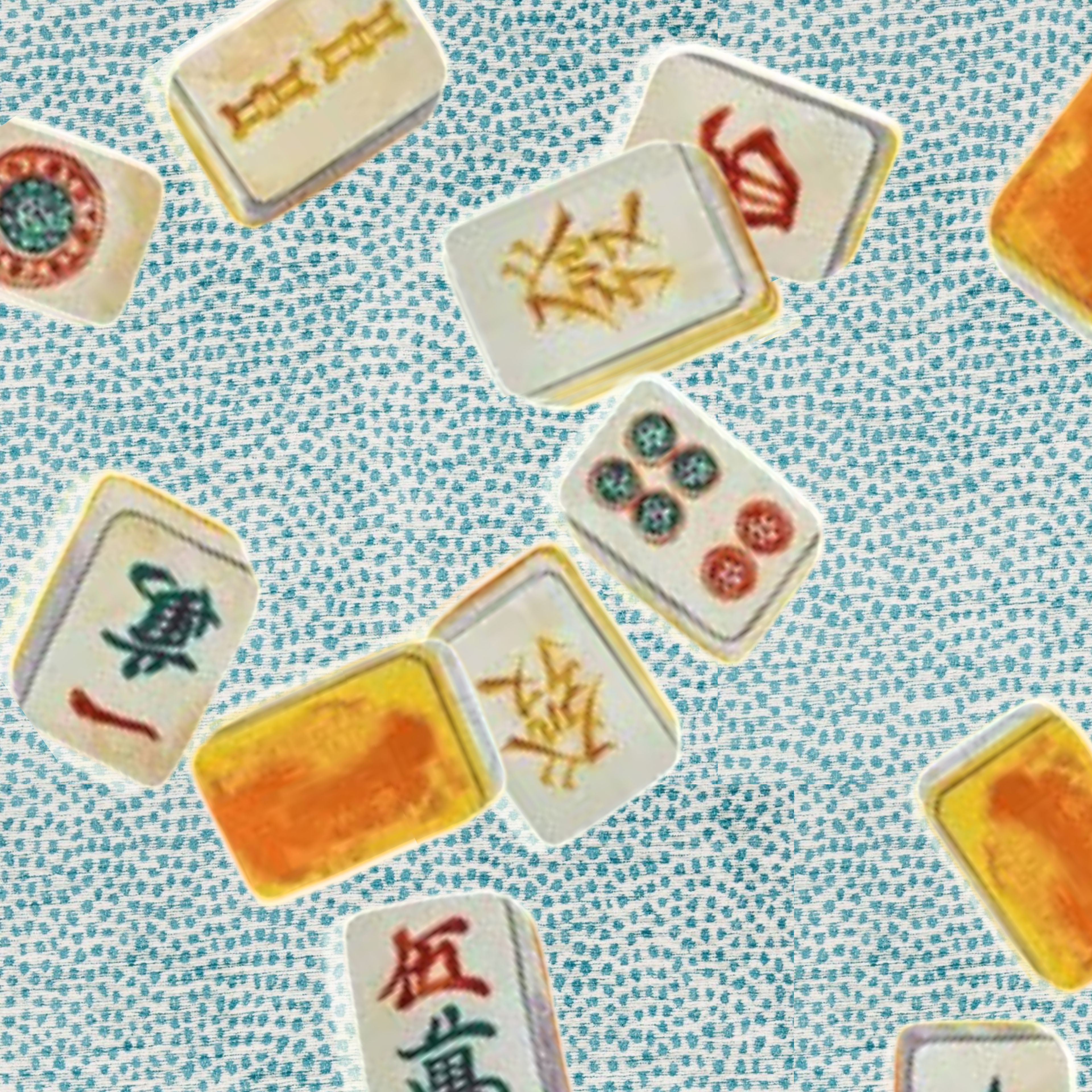 Teal Mahjong Cocktail Napkins