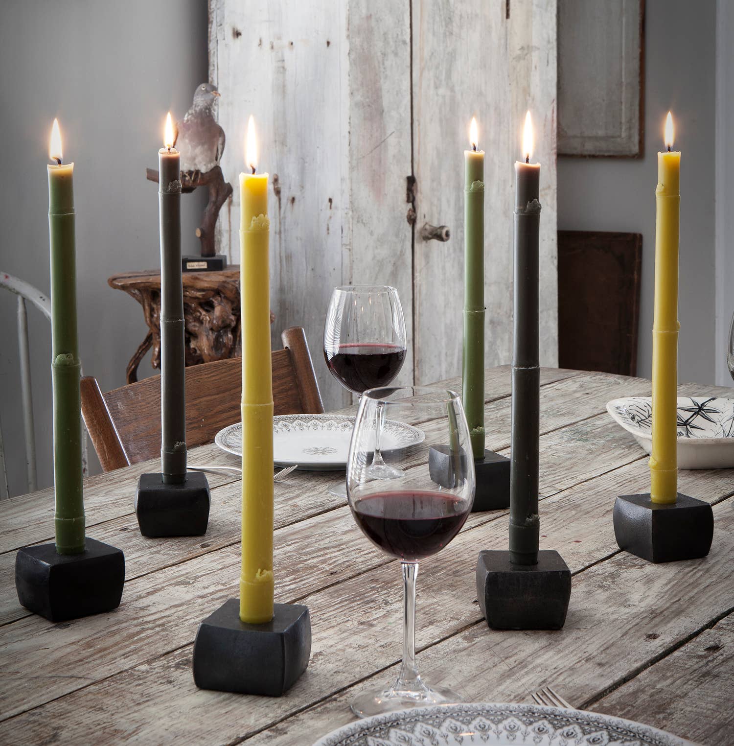 12" Bamboo Taper Candles: Burnt amber