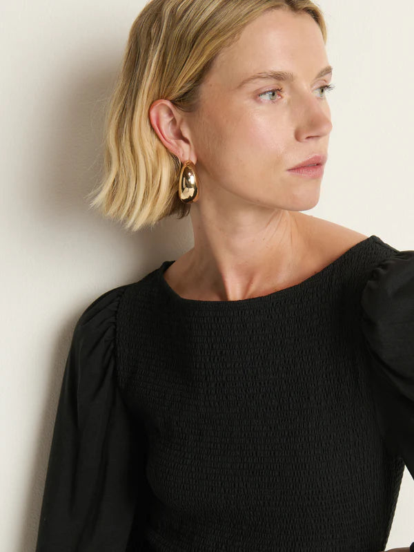 Aidan Smocked Blouse Jet Black