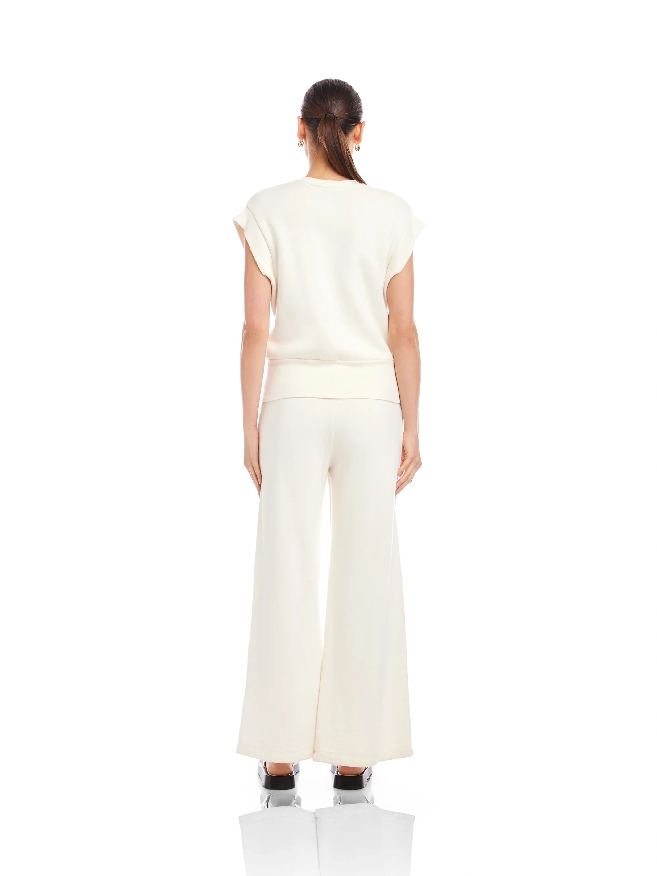 Cream V Neck Top