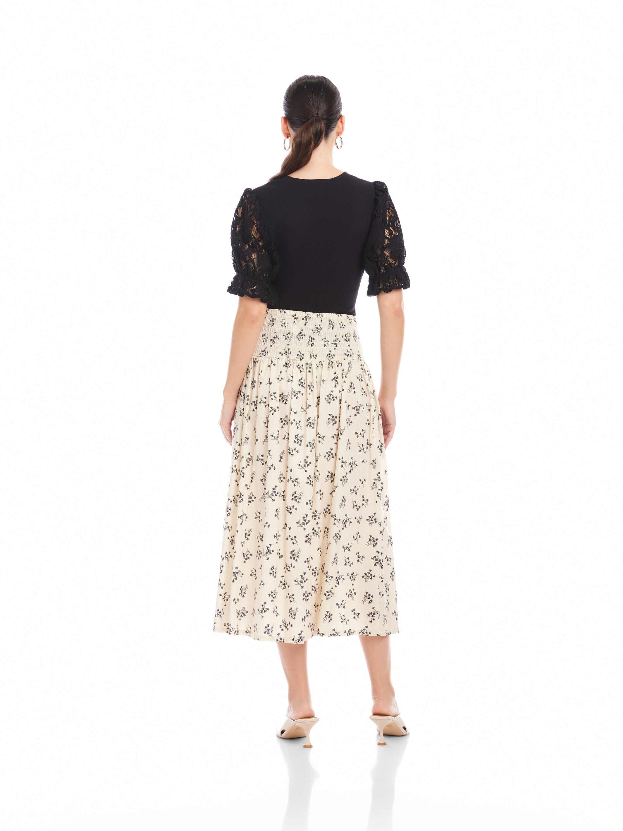 Smock Waist Black and Ivory