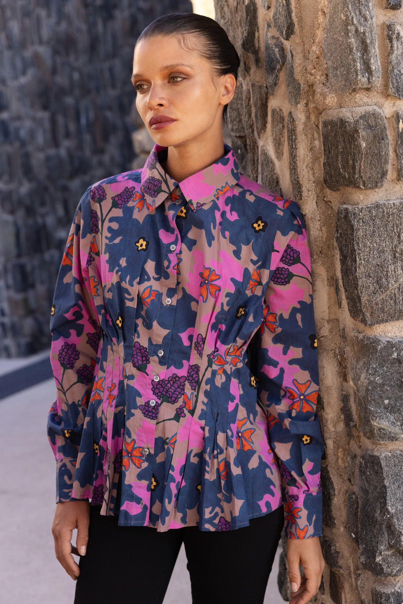Suzani Navy Elizabeth Blouse