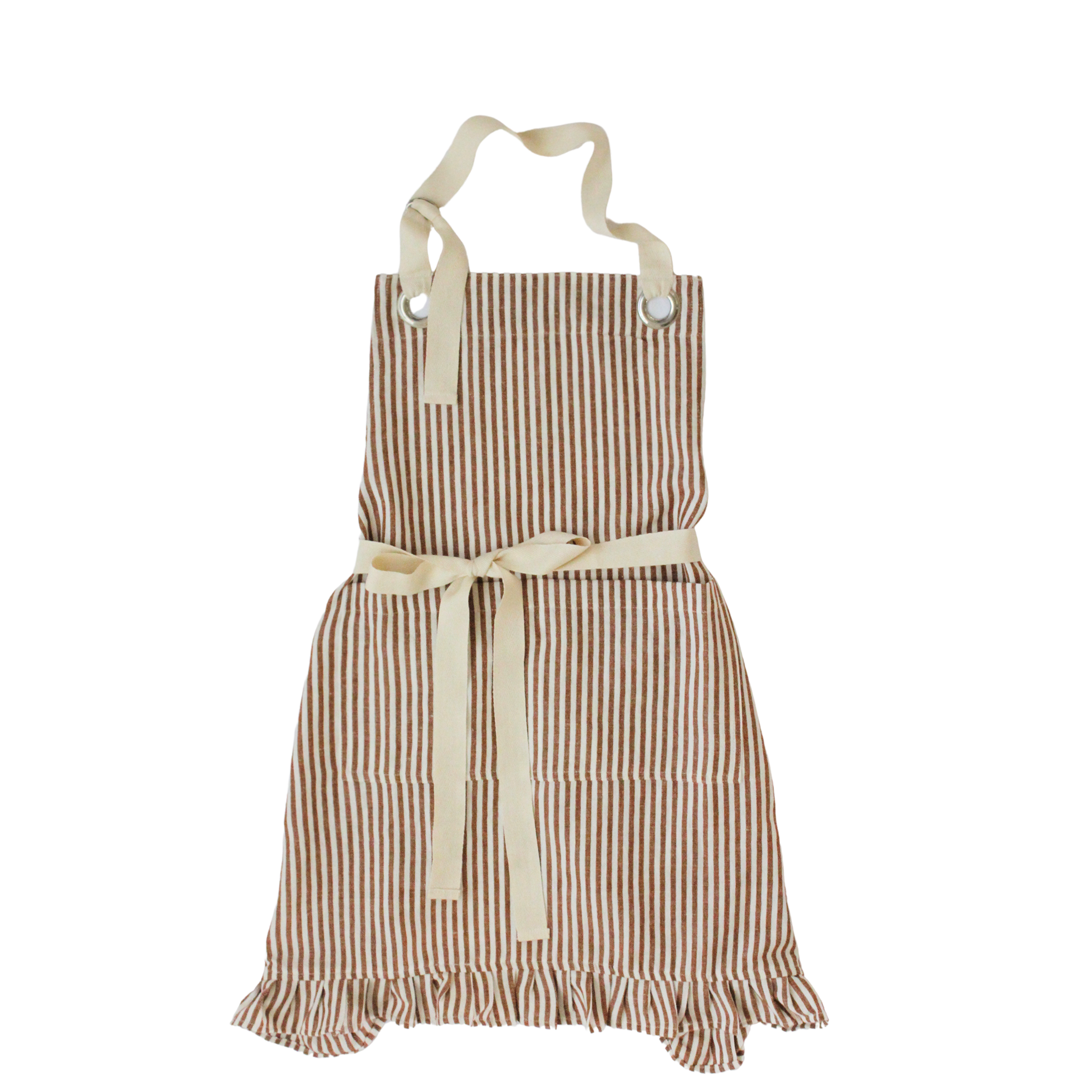 Ruffle Pin Stripe Apron: Black