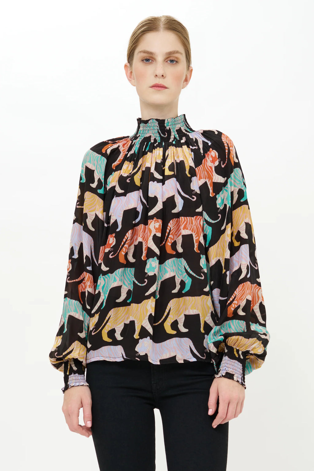 High Neck Blouse Black Raj