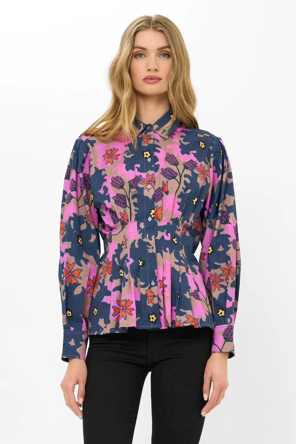 Suzani Navy Elizabeth Blouse