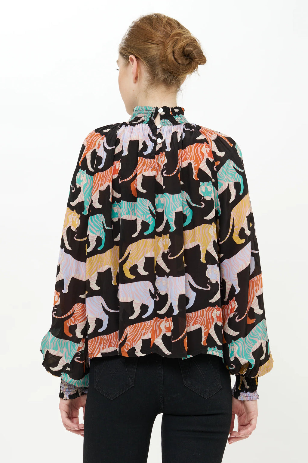 High Neck Blouse Black Raj