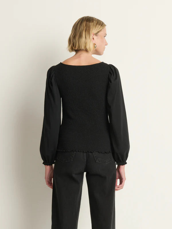 Aidan Smocked Blouse Jet Black