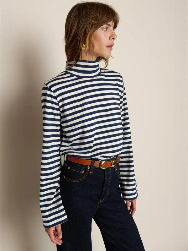 Neo Mock Striped Turtleneck