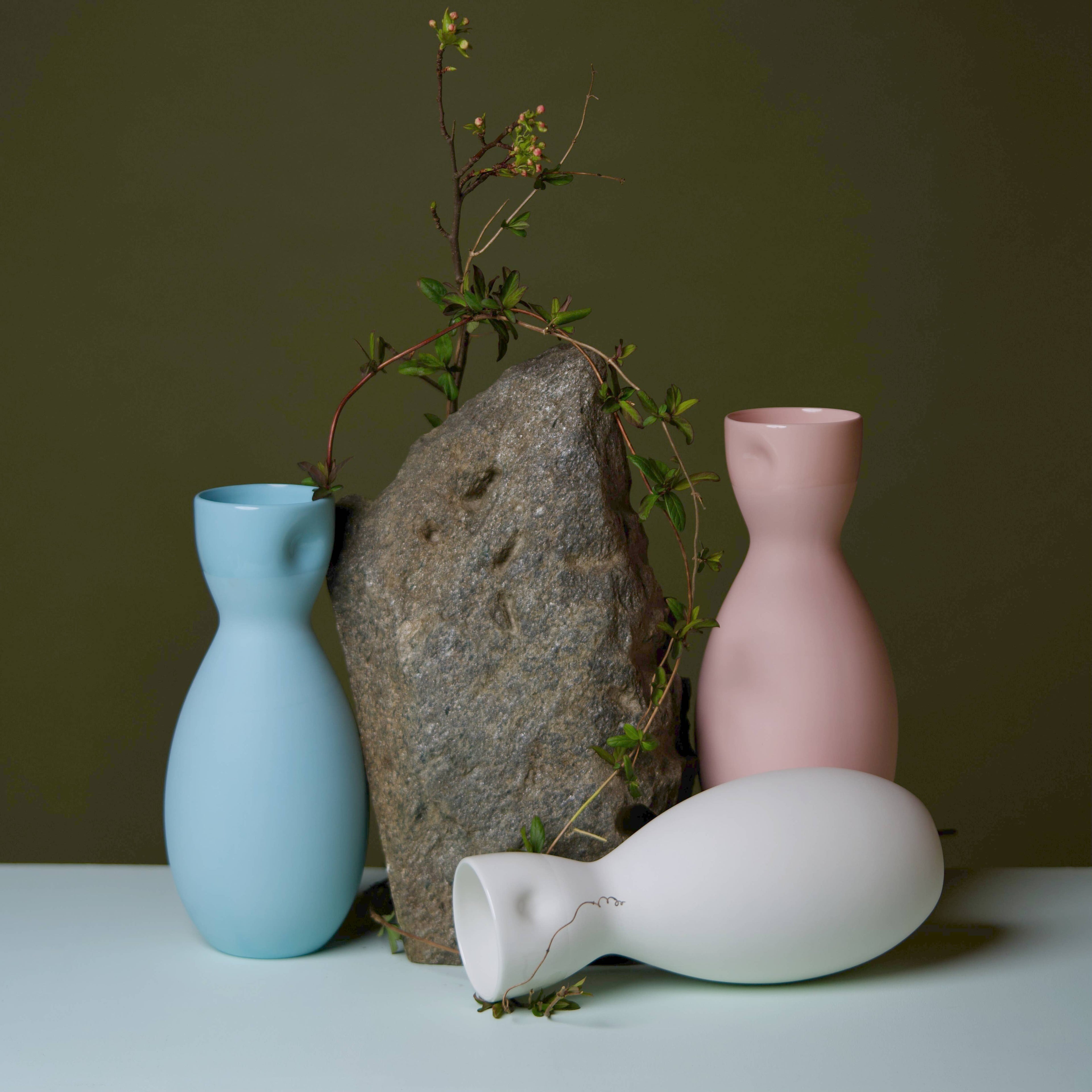 Unique Thumb Print Porcelain Carafe or Vase: Bisque