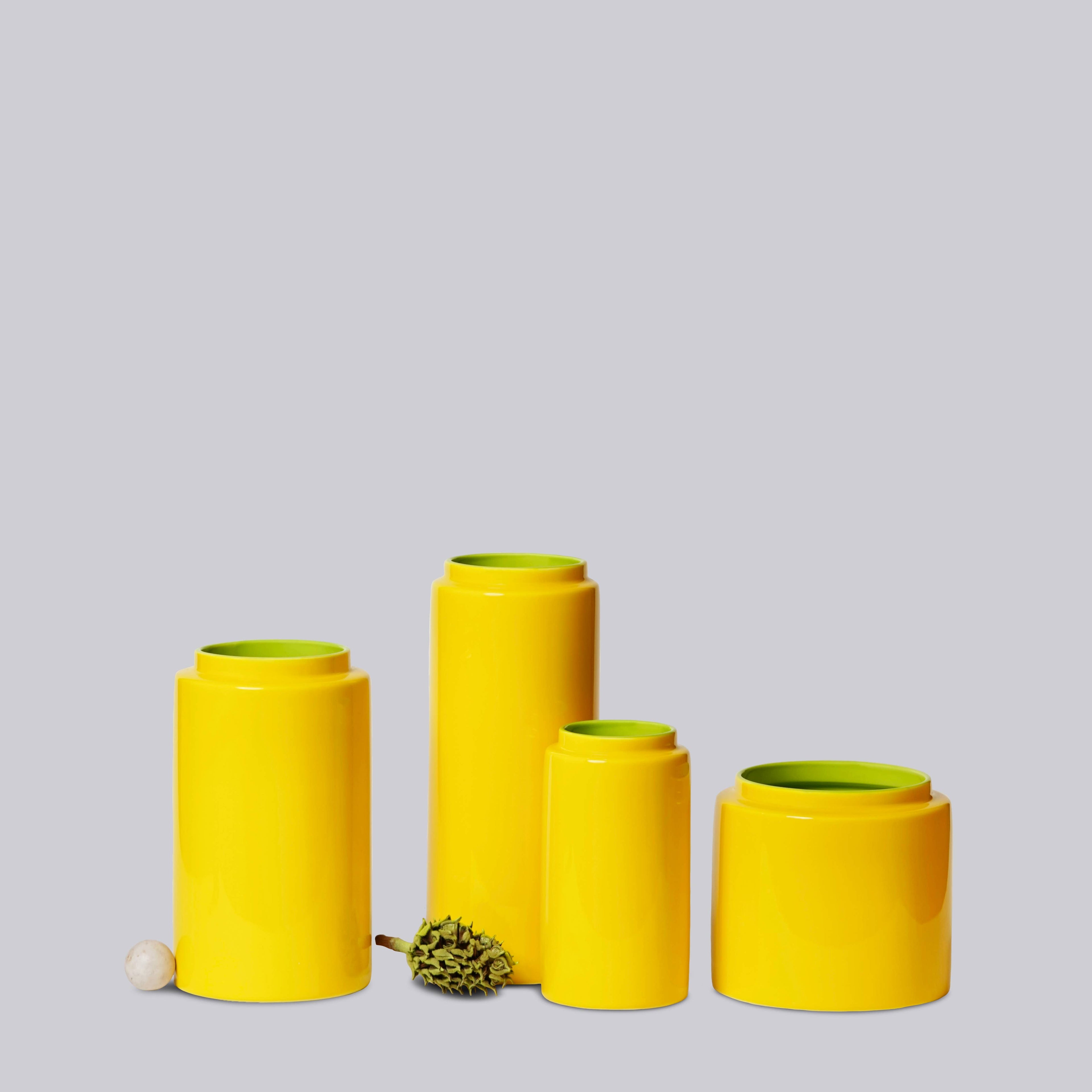 Agnes Porcelain Vases in Glossy Yellow: Tall