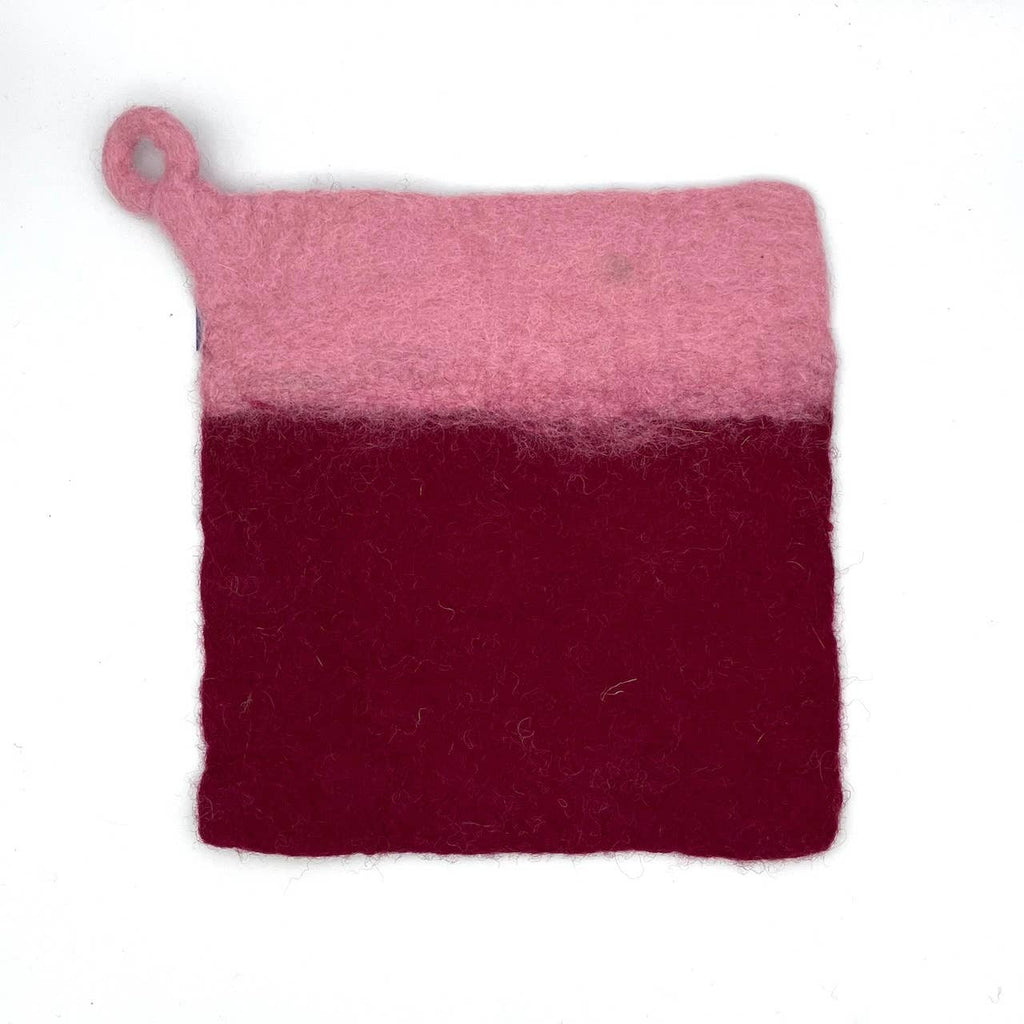 Two-tone Felt Pot Holder: Fuschia and Orange
