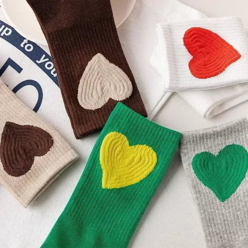 Women's Socks with Hearts: Pink