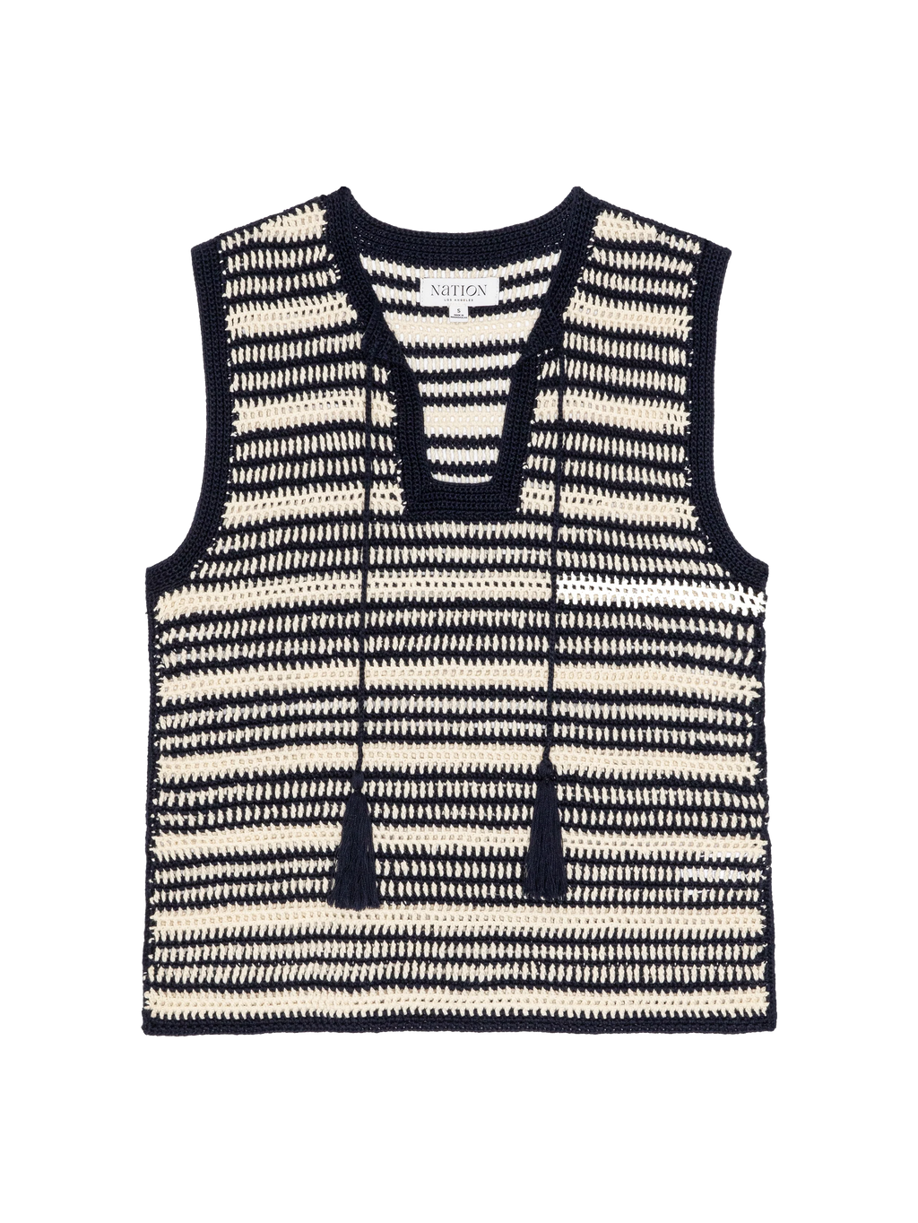 Priscilla Crochet Tank Navy Stripe