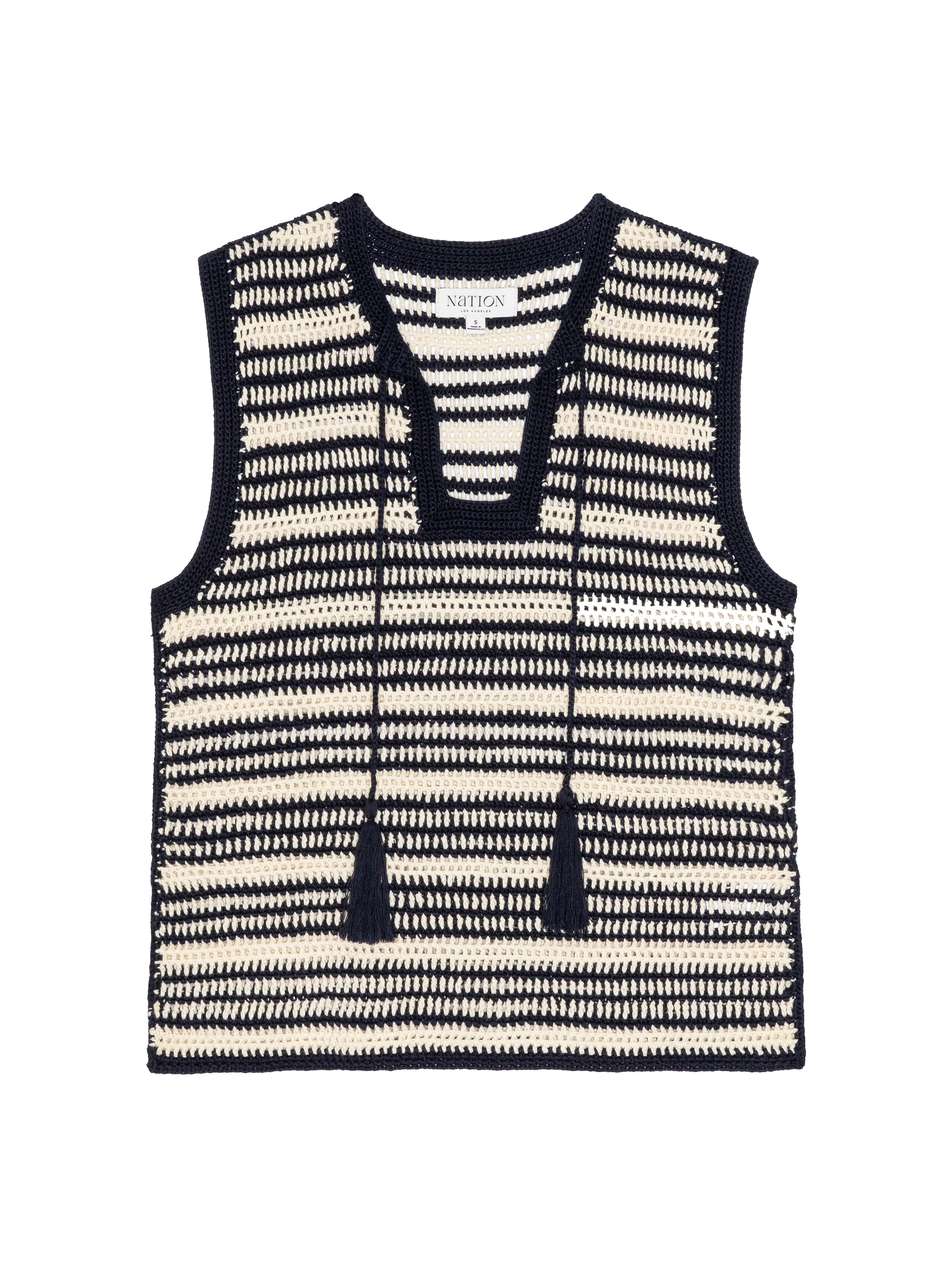 Priscilla Crochet Tank Navy Stripe
