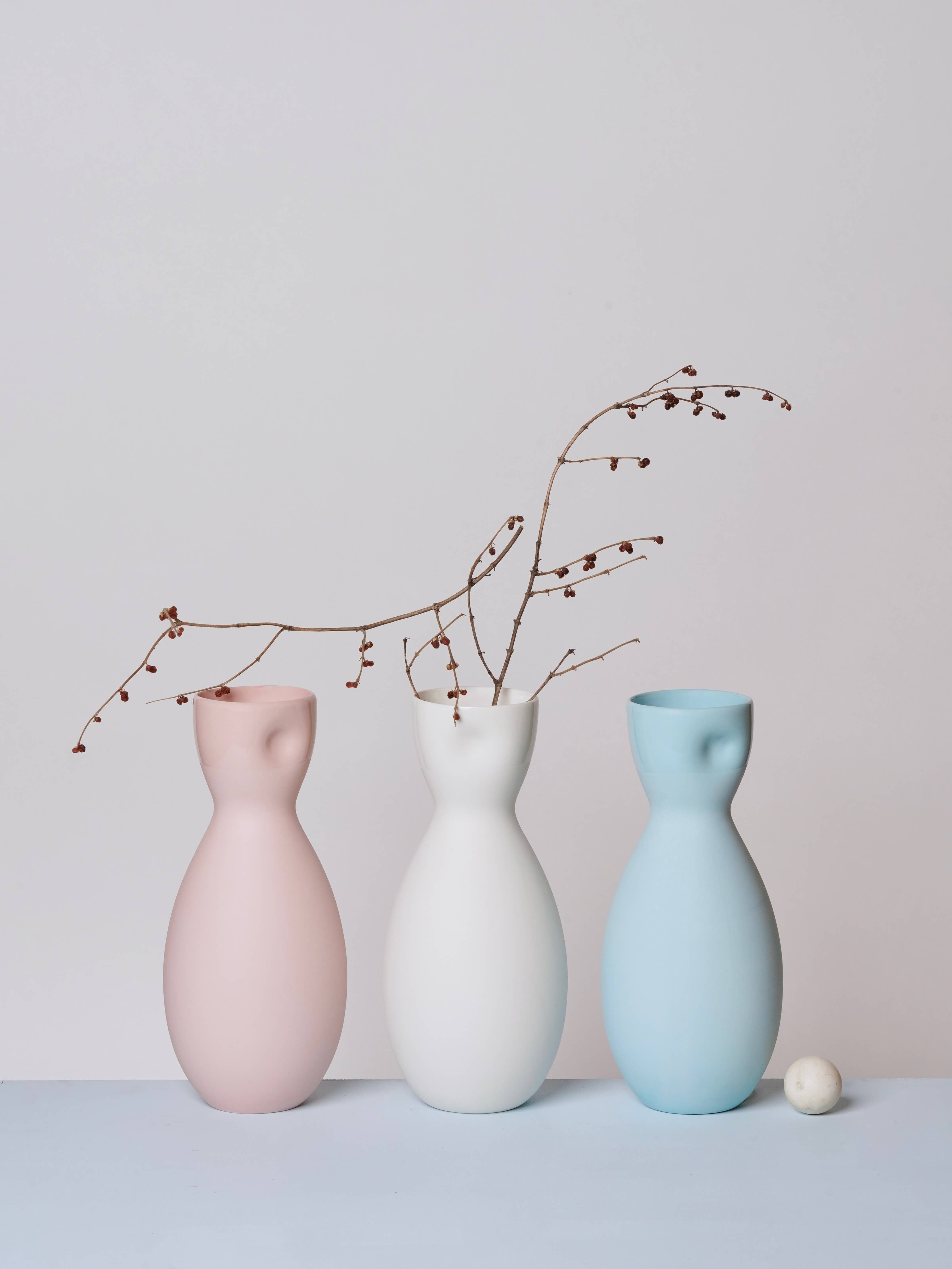 Unique Thumb Print Porcelain Carafe or Vase: Bisque