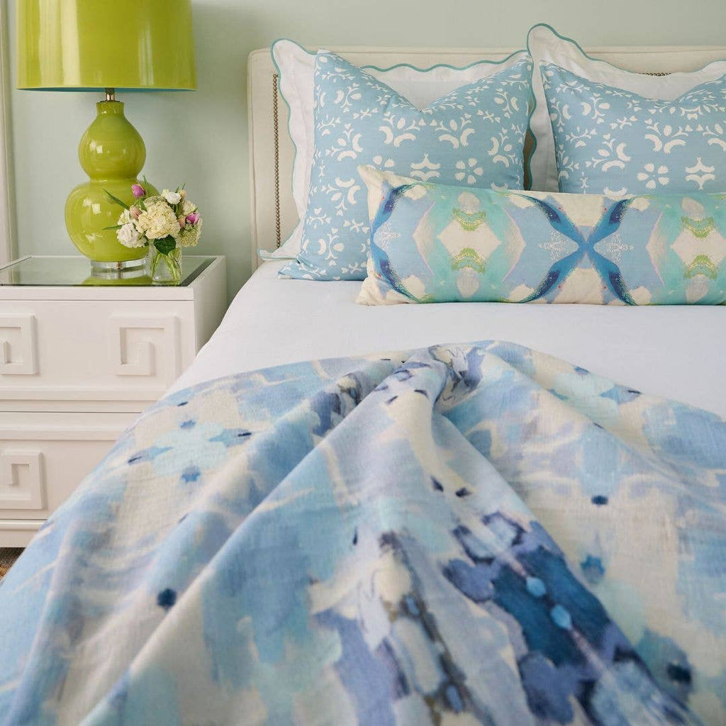 Jasmine Blue Decorative Pillow: 22" x 22" Throw Pillow
