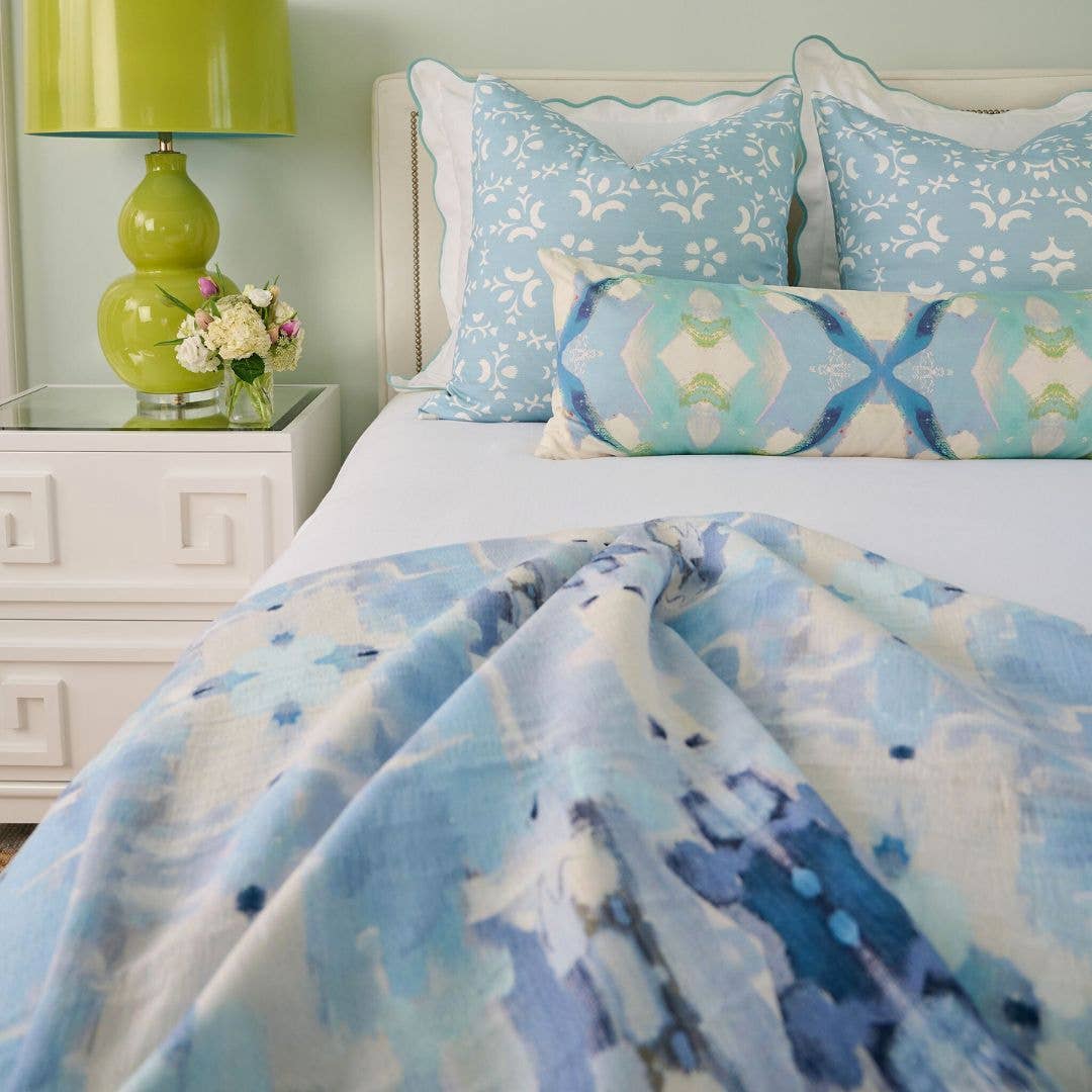 Jasmine Blue Decorative Pillow: 22" x 22" Throw Pillow