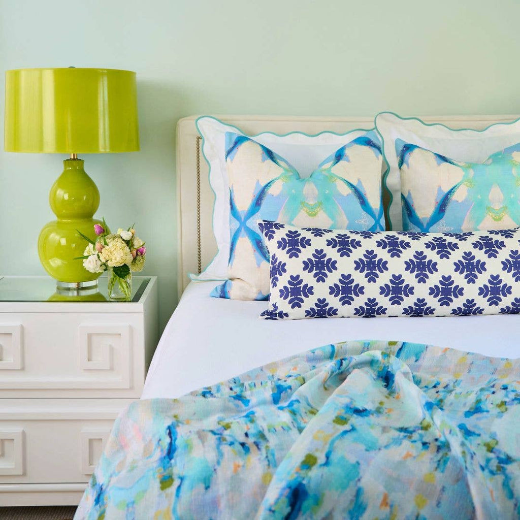 Jasmine Blue Decorative Pillow: 22" x 22" Throw Pillow